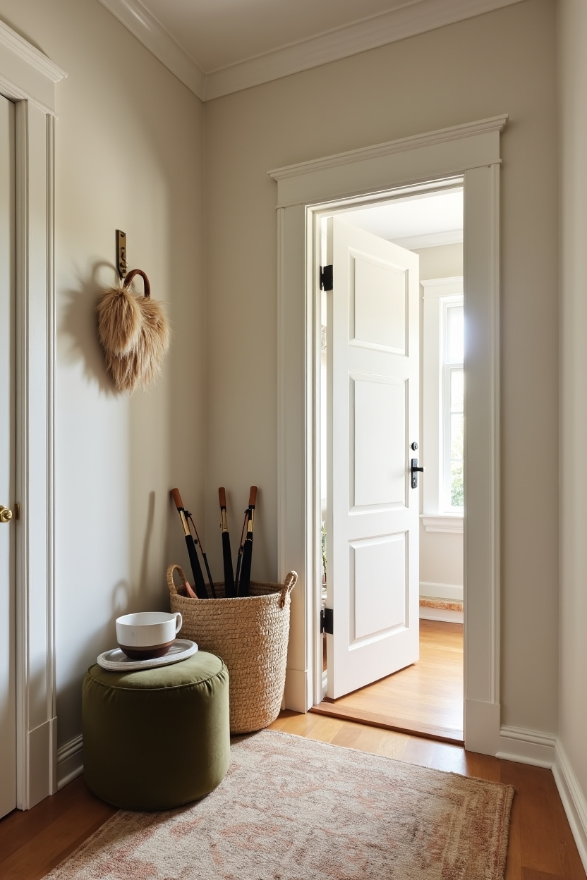 olive green small entryway ideas — olive velvet pouf featuring low olive velvet pouf seating