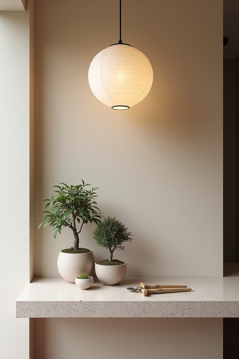 Akari-style rice paper pendant home decor