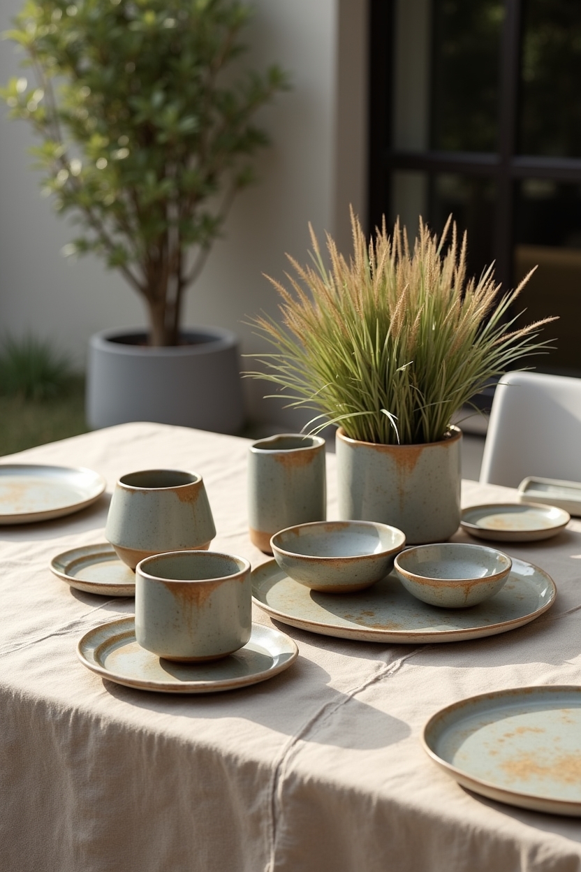 wabi-sabi glazed ceramic group home decor