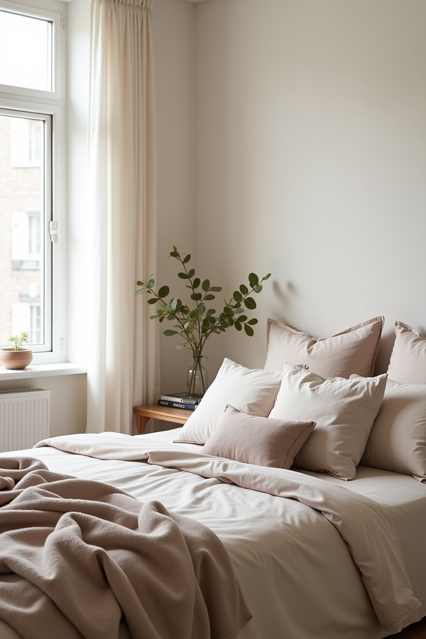 monochrome tonal bedscape from thrifted sheets home decor