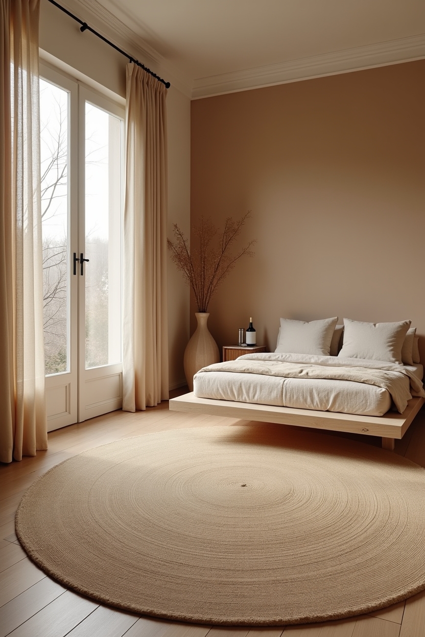 oversized circular natural-fiber grounding shape home decor
