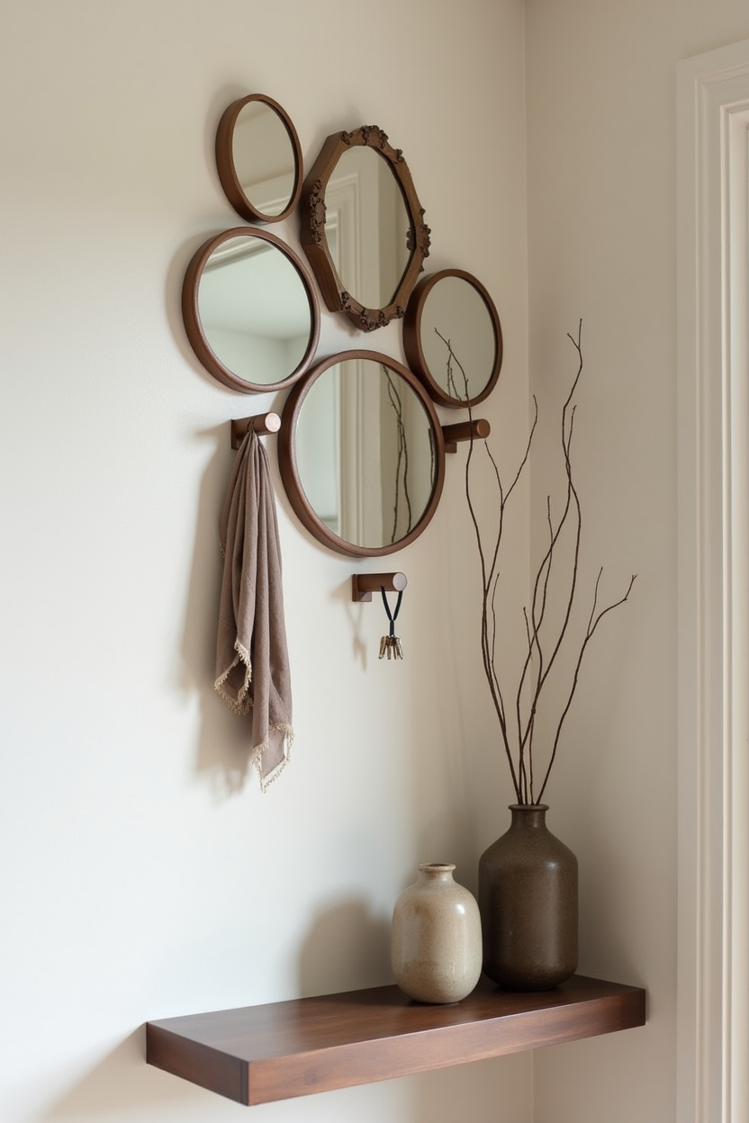 luxury entryway coat wall ideas — cluster of mismatched vintage mirrors featuring styling_trend