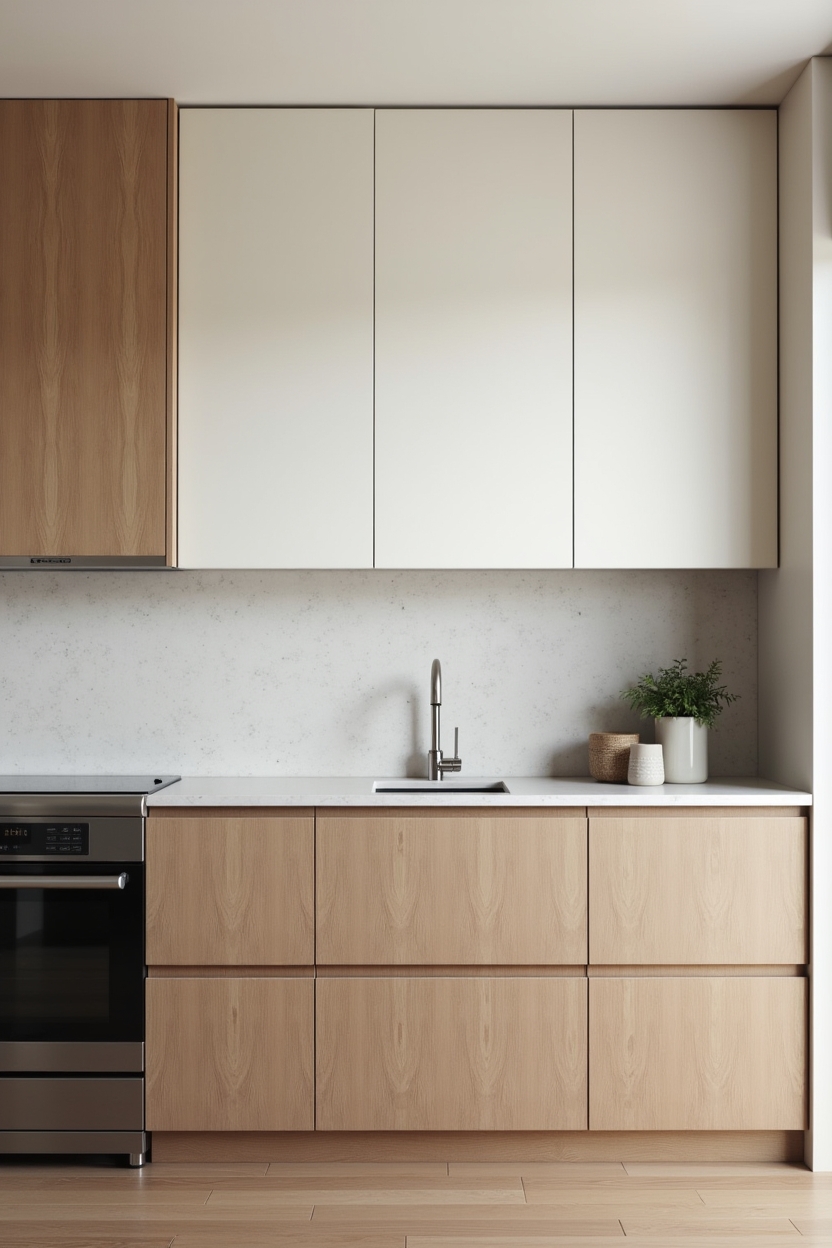two-tone cabinetry with textured lowers home decor