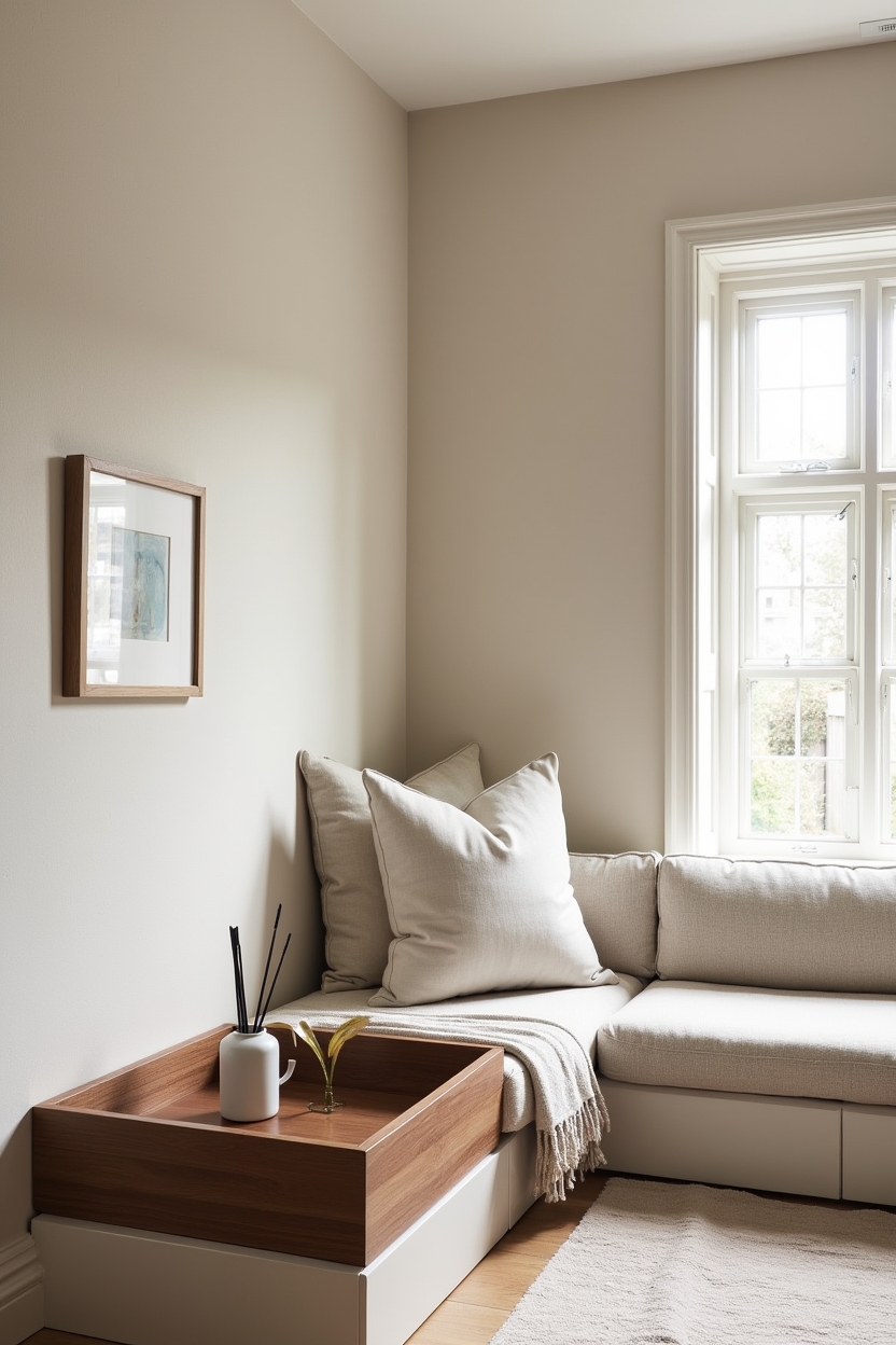tactile plastered feature wall in warm oyster home decor