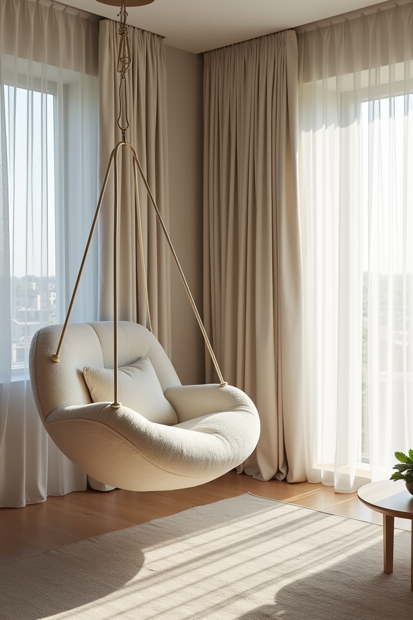 oversized boucle swing chair home decor