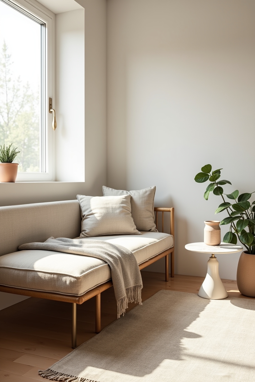 linen-wrapped rattan daybed home decor