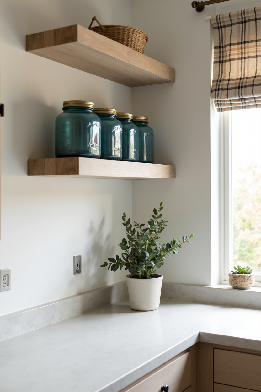 driftwood floating shelves vignette home decor
