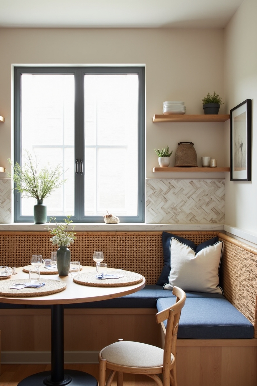 curved rattan banquette home decor