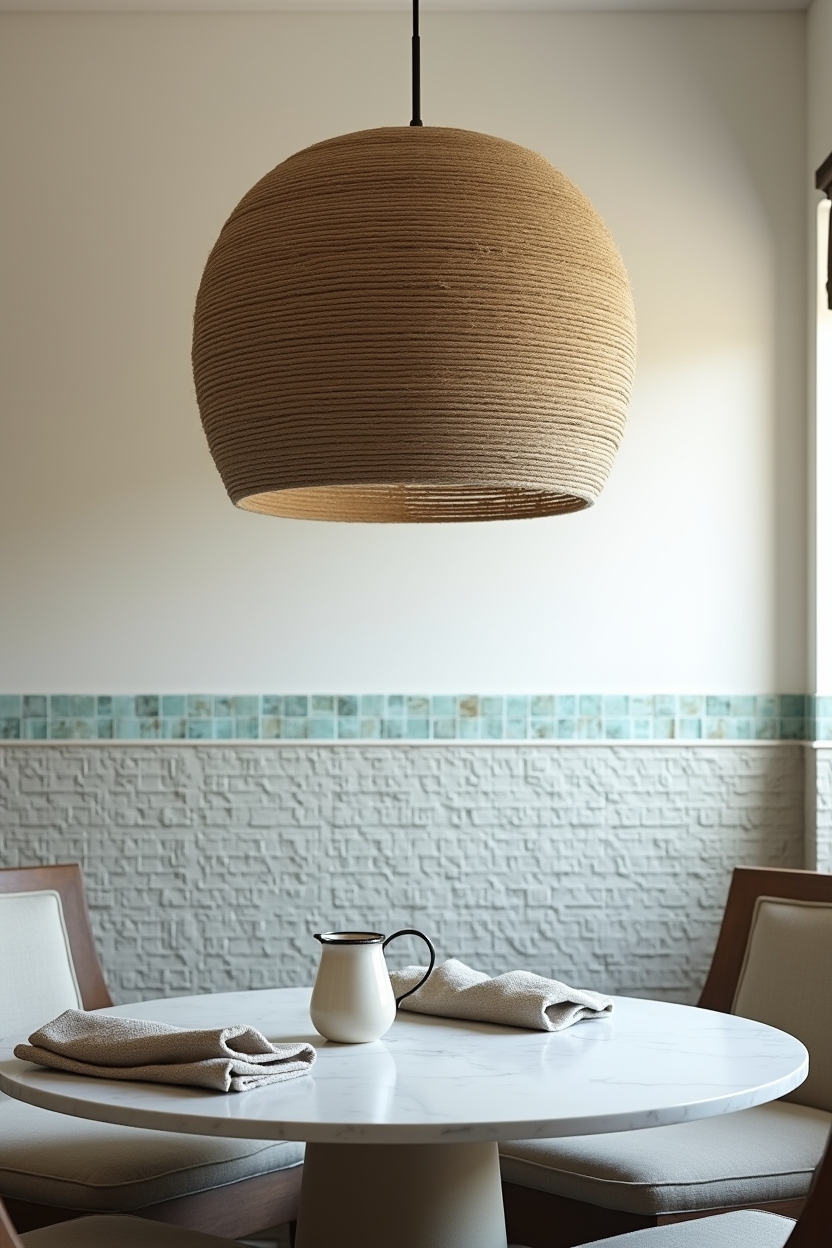 overscaled rope-wrapped pendant home decor
