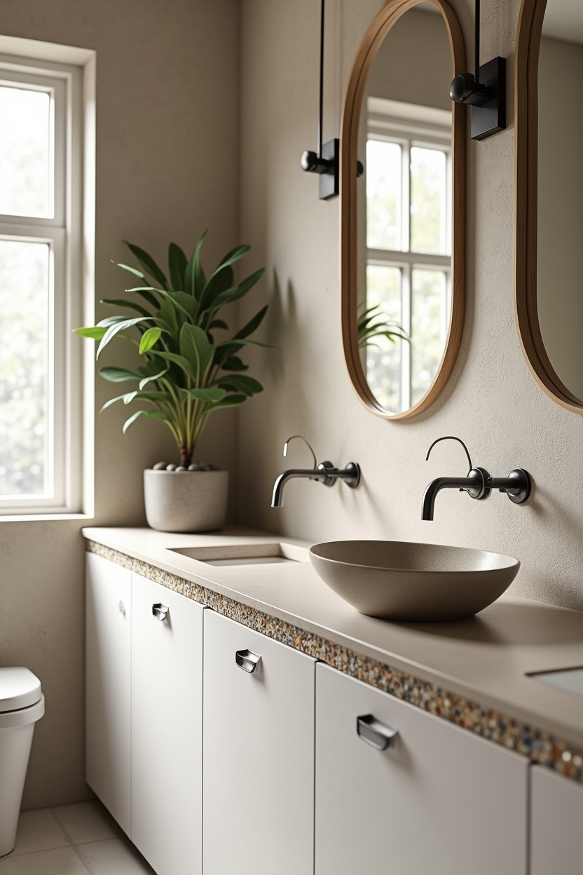 designer laundry room countertop ideas — high-gloss recycled glass countertop featuring countertop_trend