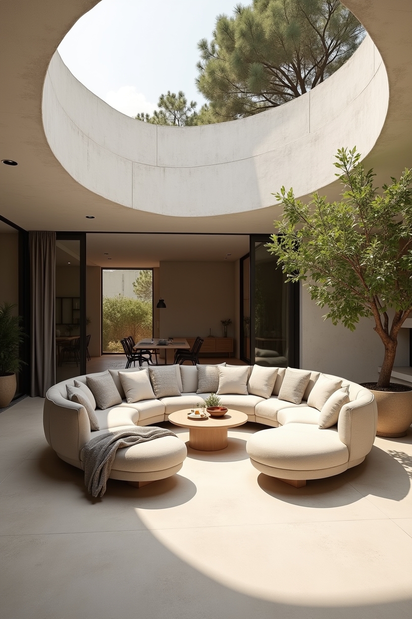 curved modular recycled-composite sectional home decor