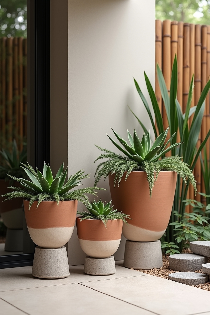 gradient acid-wash terracotta planters home decor