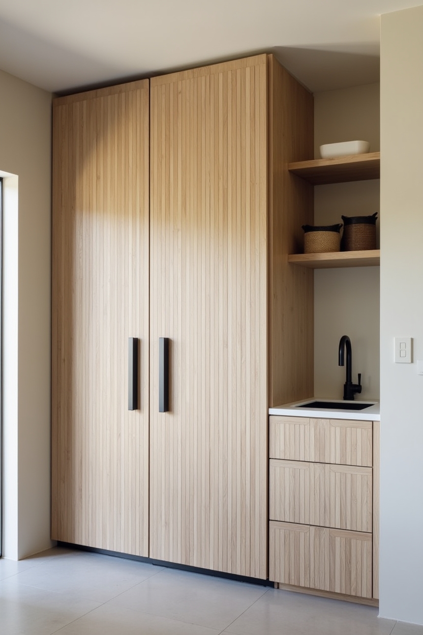 vertical oak slatted doors home decor