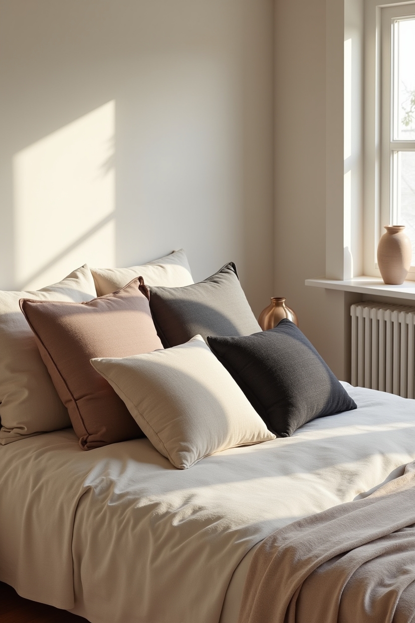 Ikigai pillow trio (clay, oat, charcoal) home decor