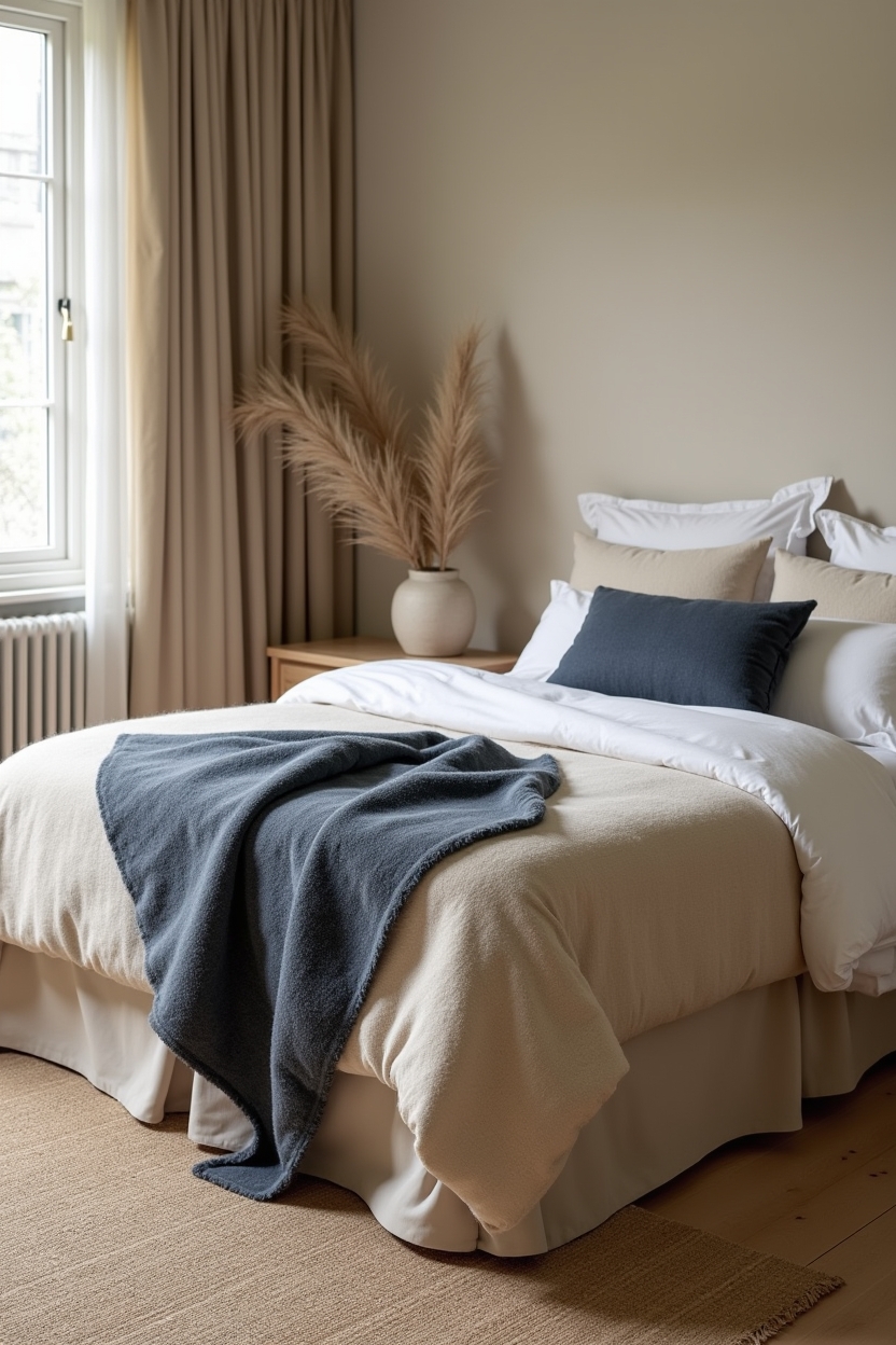 two-tone brushed mohair throw (sand to charcoal gradient) home decor