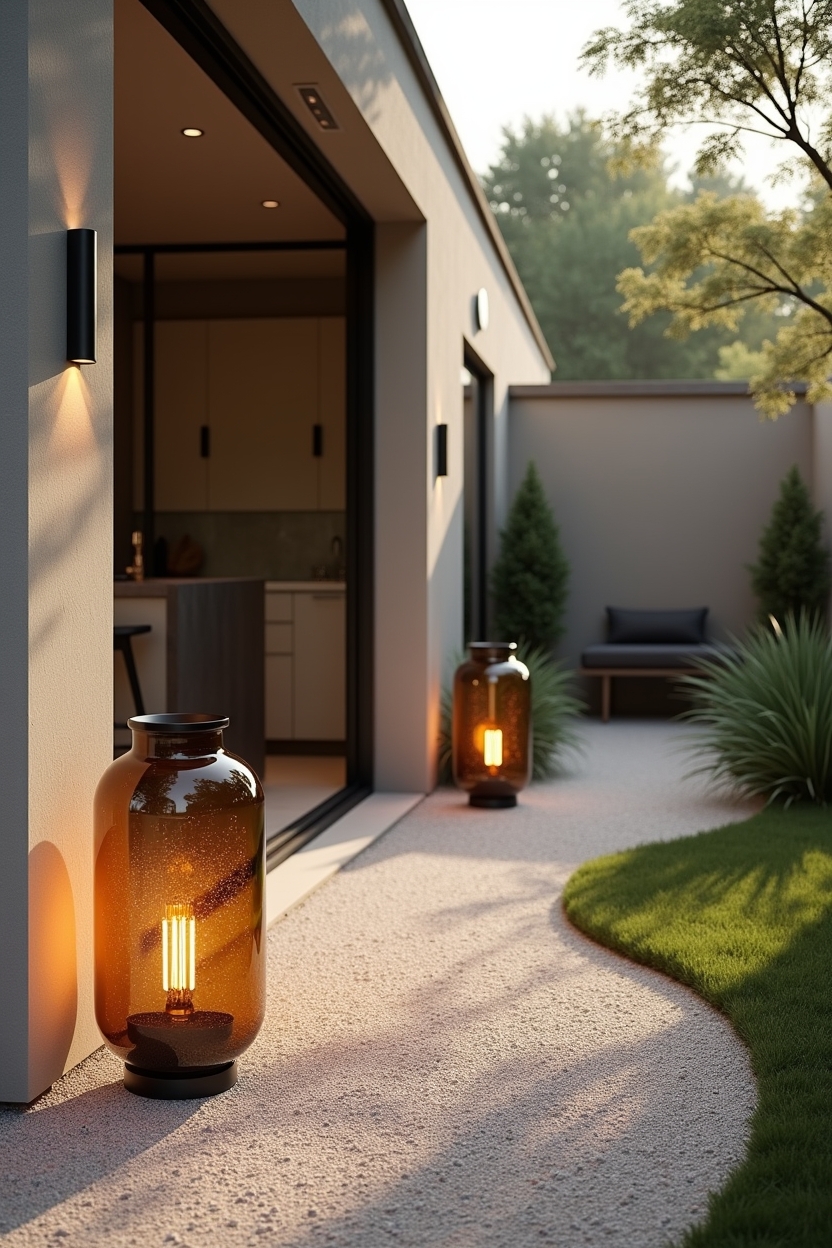 hand-blown amber glass bollards home decor