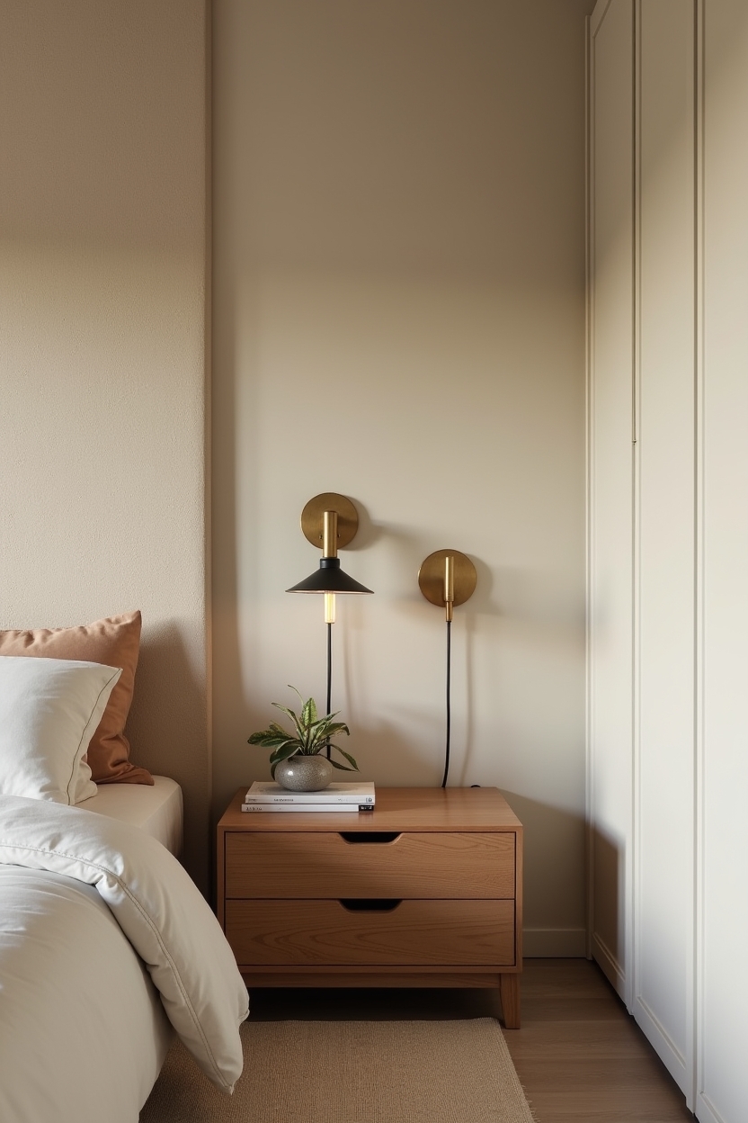 sculptural matte-brass bedside sconces home decor