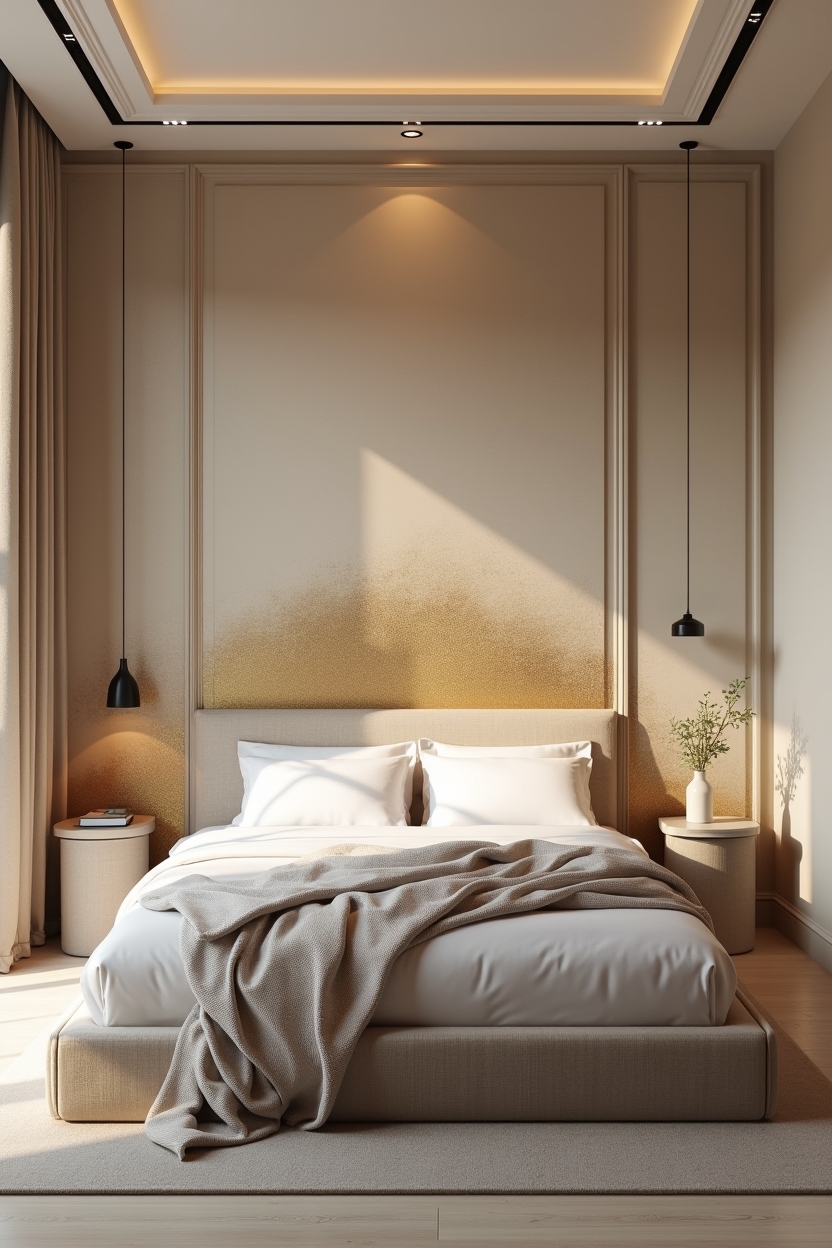 hand-painted metallic headwall mural home decor