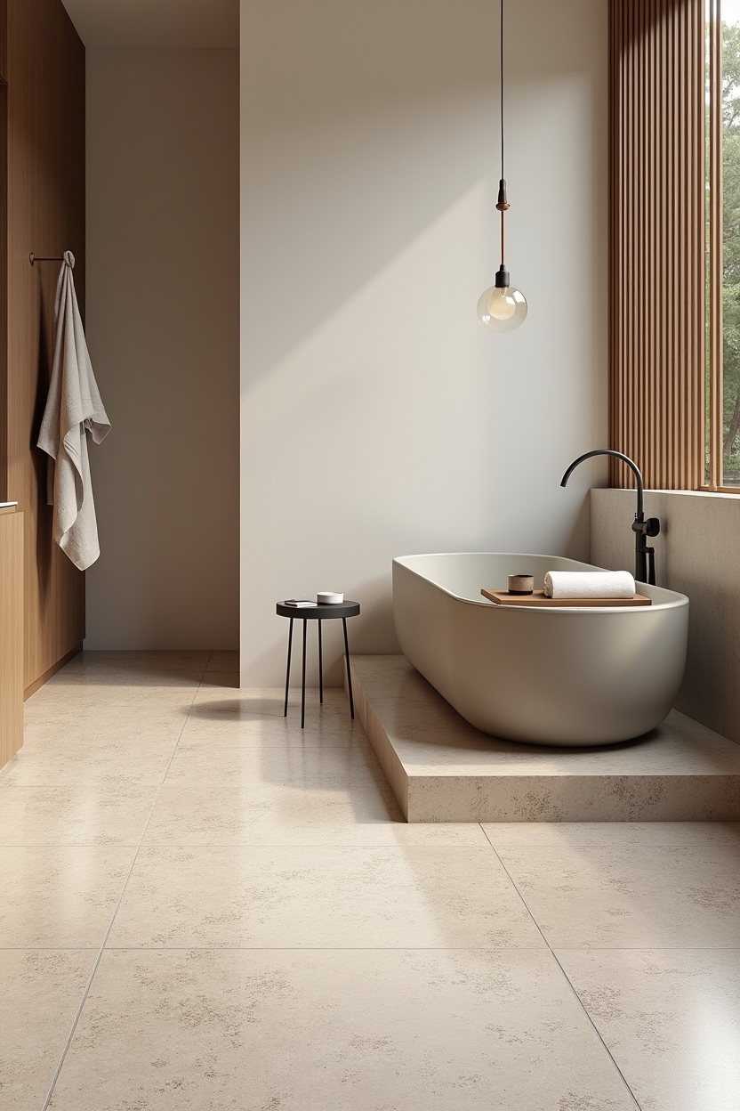 warm terrazzo large-format floor with oversized irregular fragments home decor