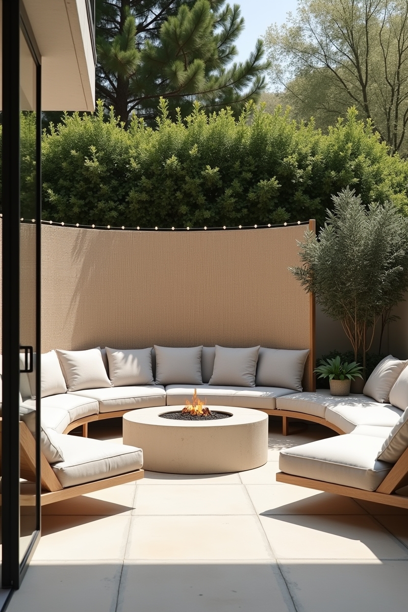 curved rattan privacy screen with limewash finish home decor