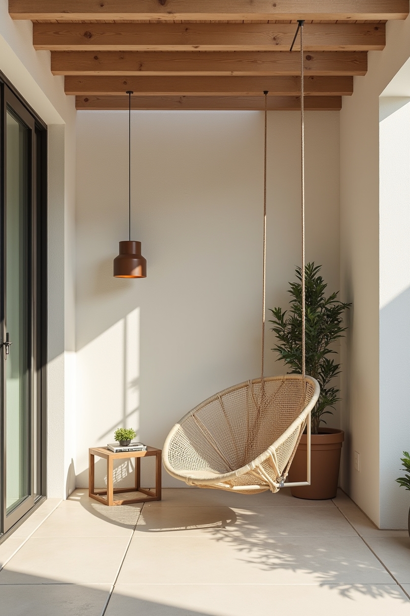 cane-backed hammock chair home decor