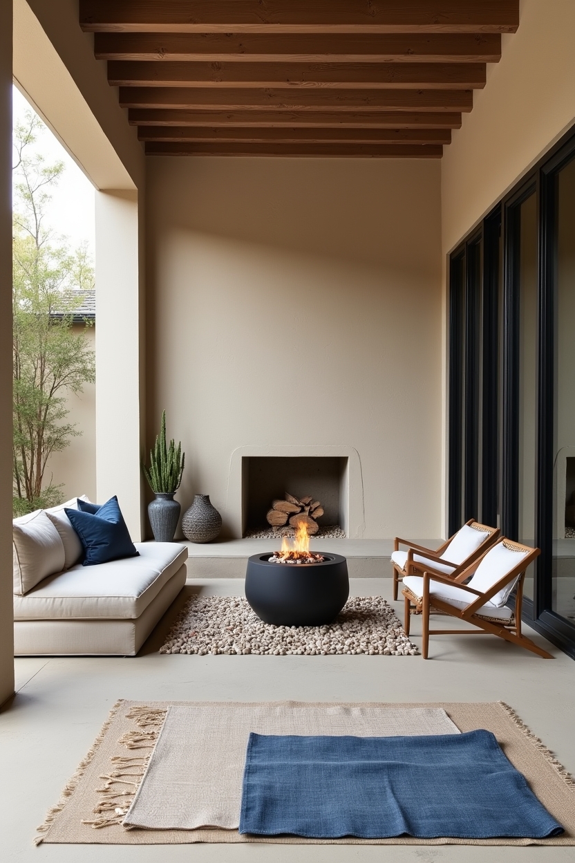 matte_black_ceramic_chiminea_on_pebble_platform home decor