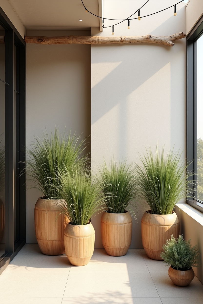 grouped_curved_bamboo_planters_with_grasses home decor