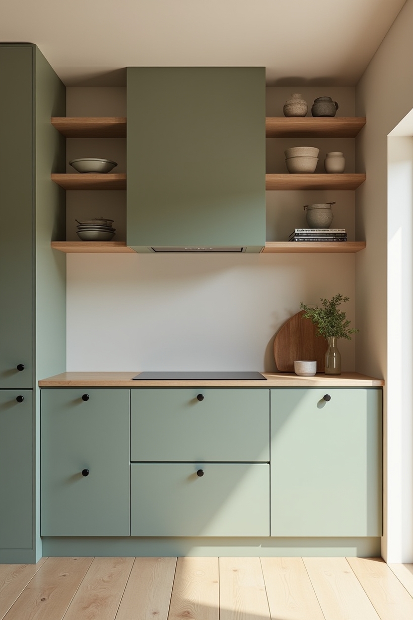moss_green_flat_panel_cabinets home decor