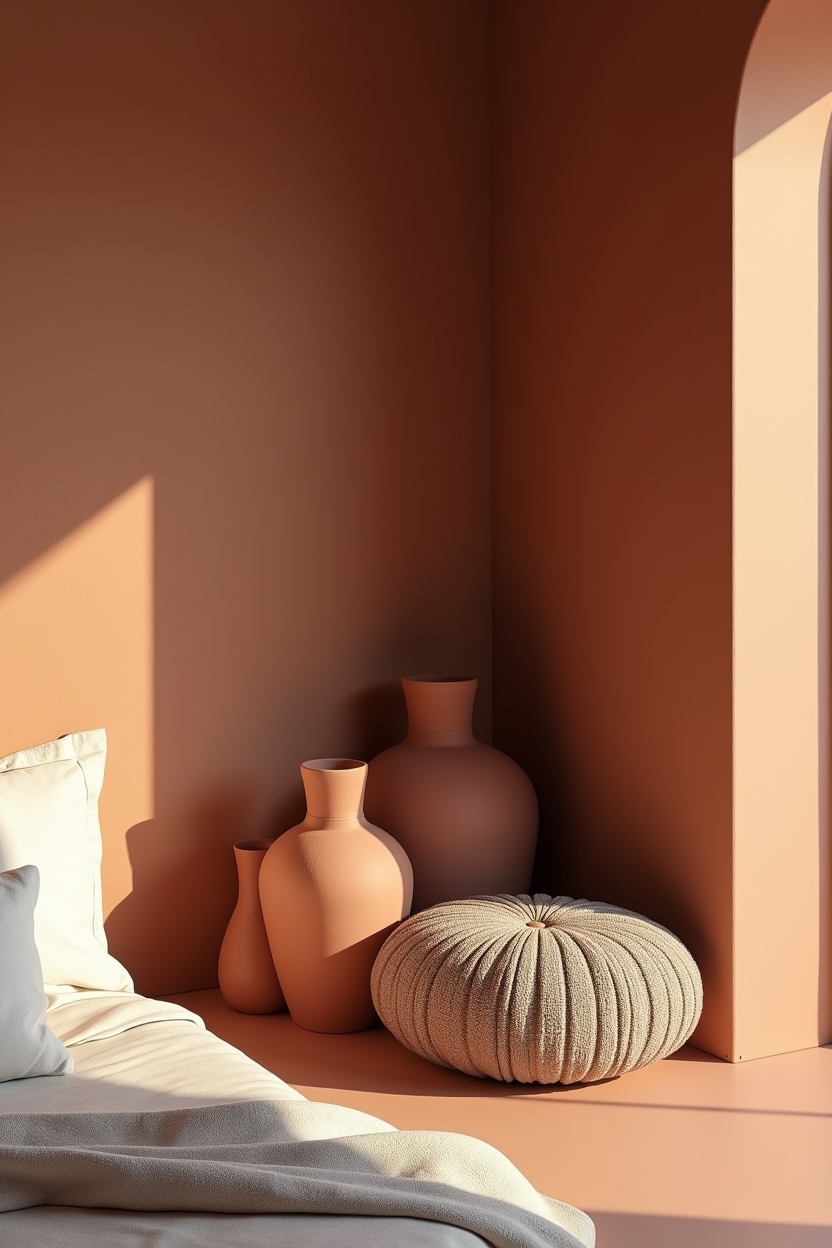 monochrome terracotta corner home decor