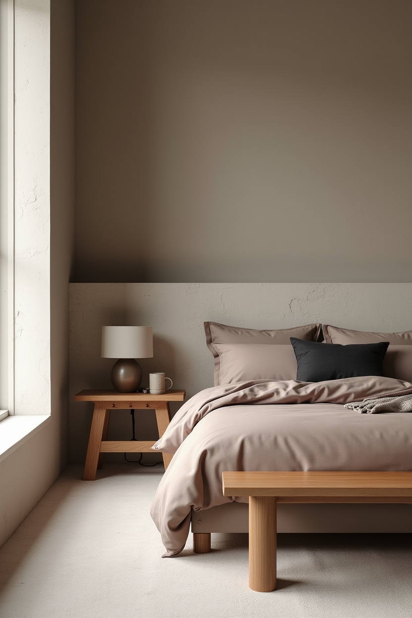 raw-lacquered oak platform bed home decor