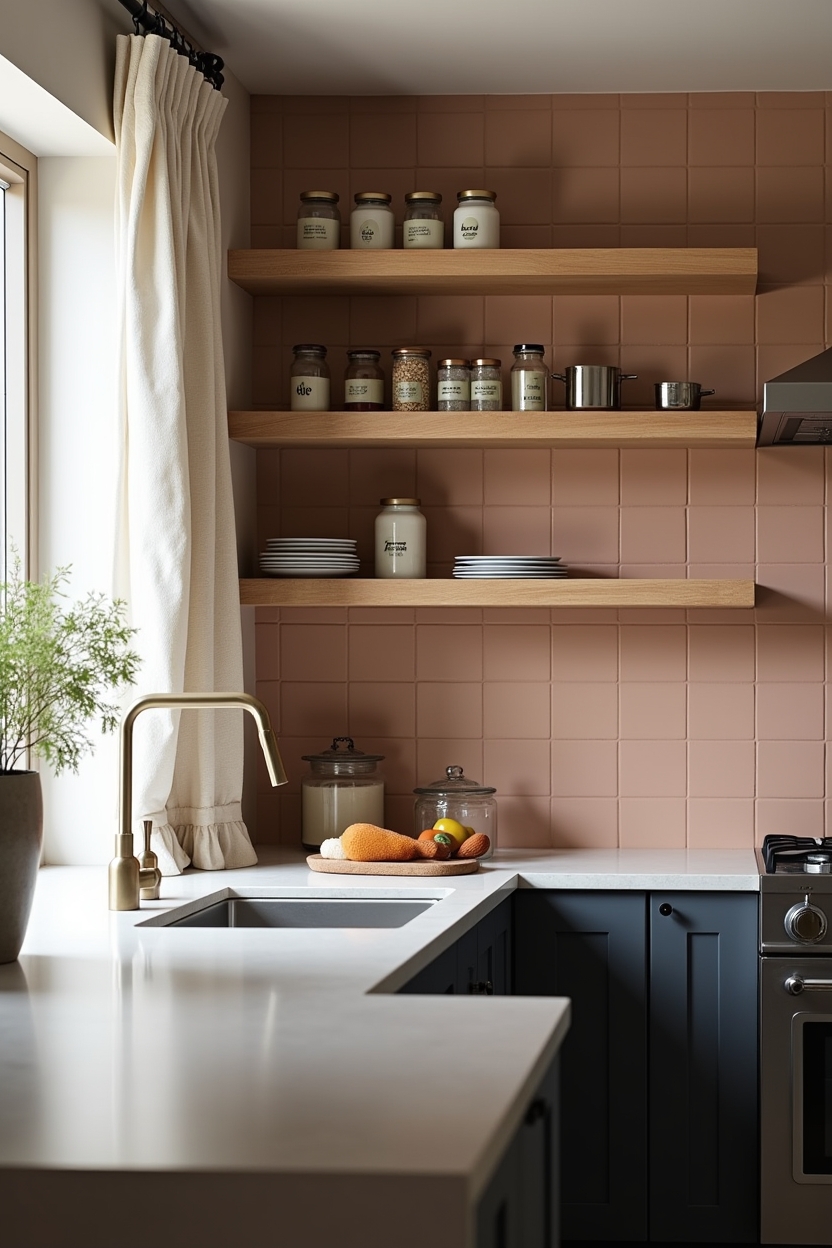 hand-glazed matte terracotta backsplash home decor