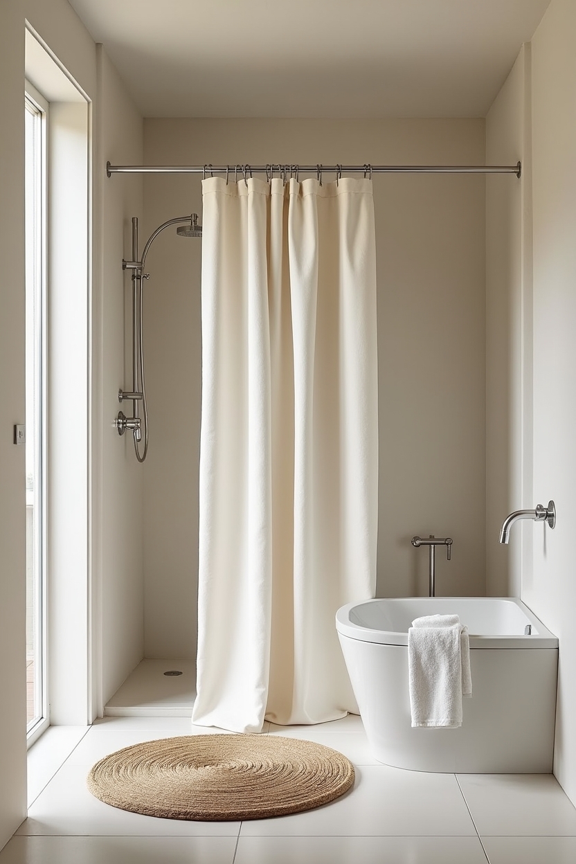 draped weighted linen shower panel home decor