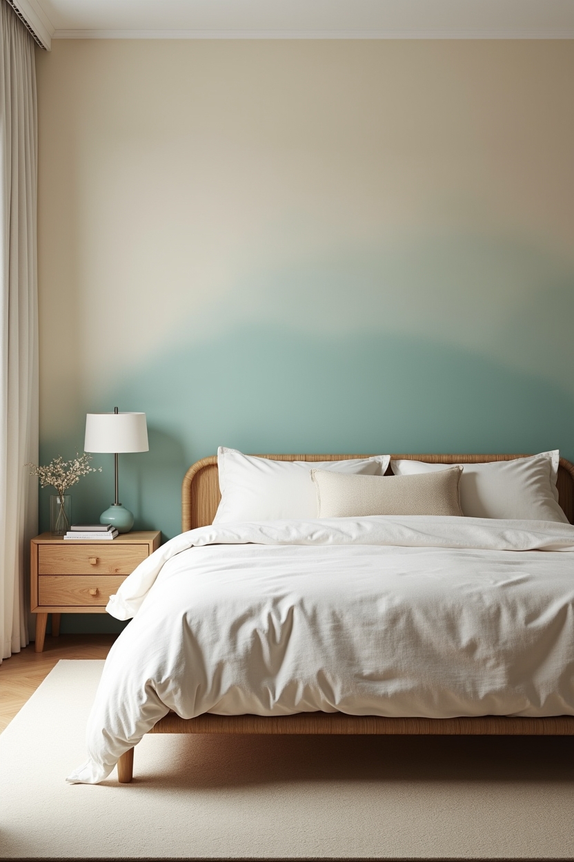 linen-wrapped rattan bedframe home decor