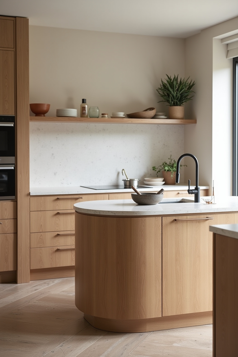steam-bent oak micro-island home decor