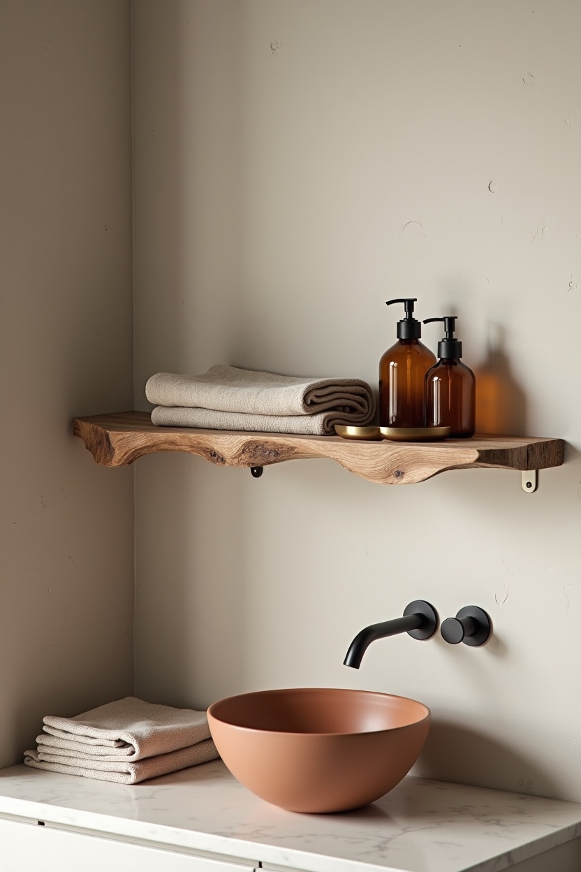 sculptural driftwood shelf vignette home decor