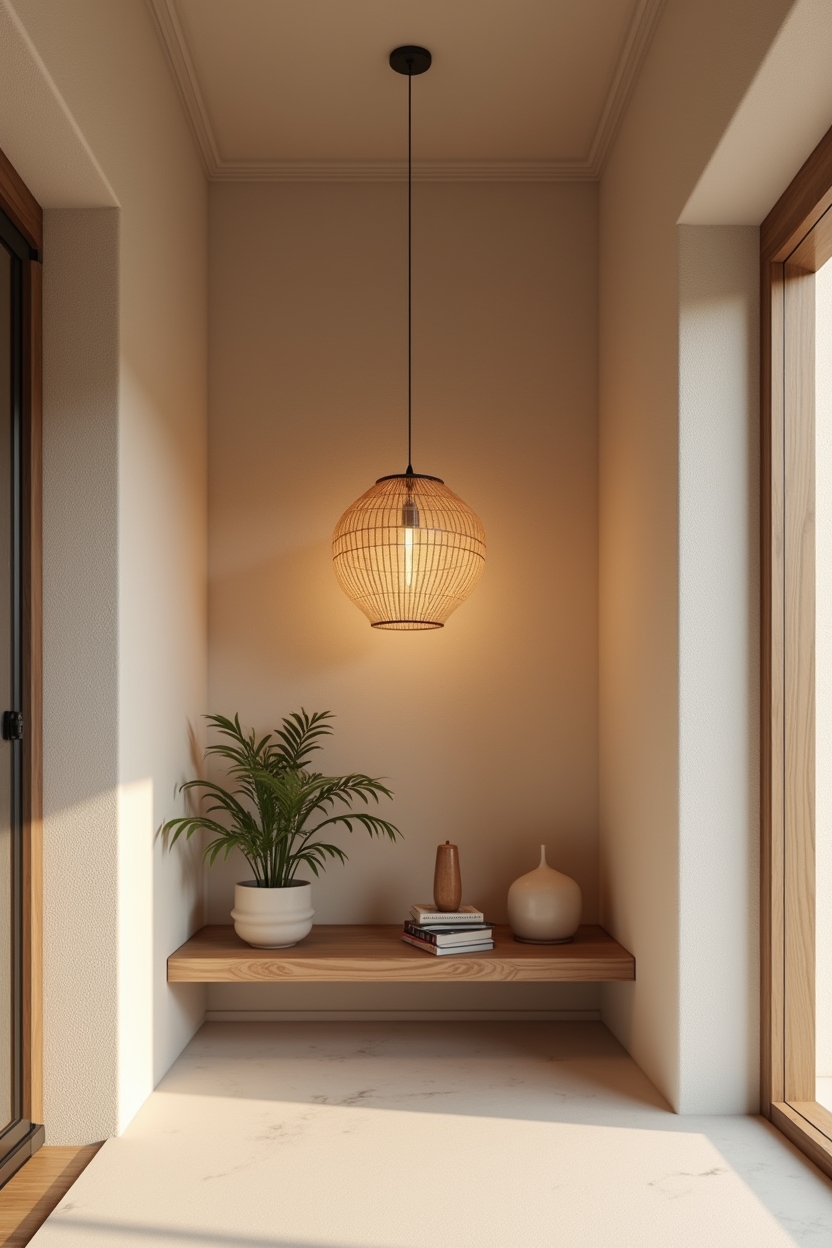 low-hung woven paper pendant home decor