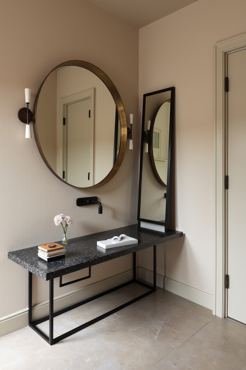terrazzo-top slim floating console home decor