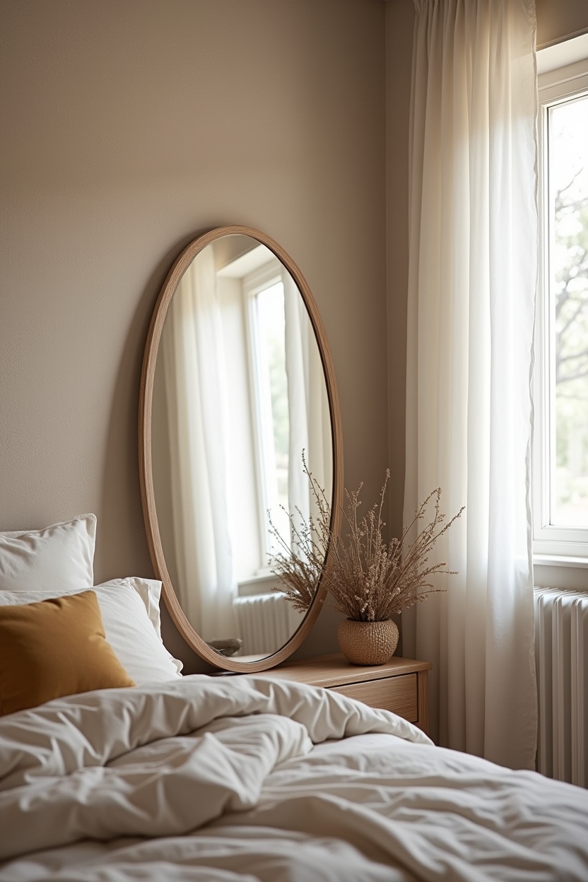 oversized frameless oval mirror with frosted edge home decor