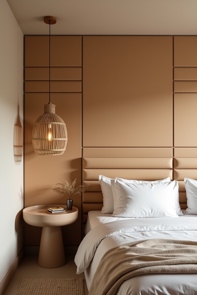 staggered cork tile headboard home decor