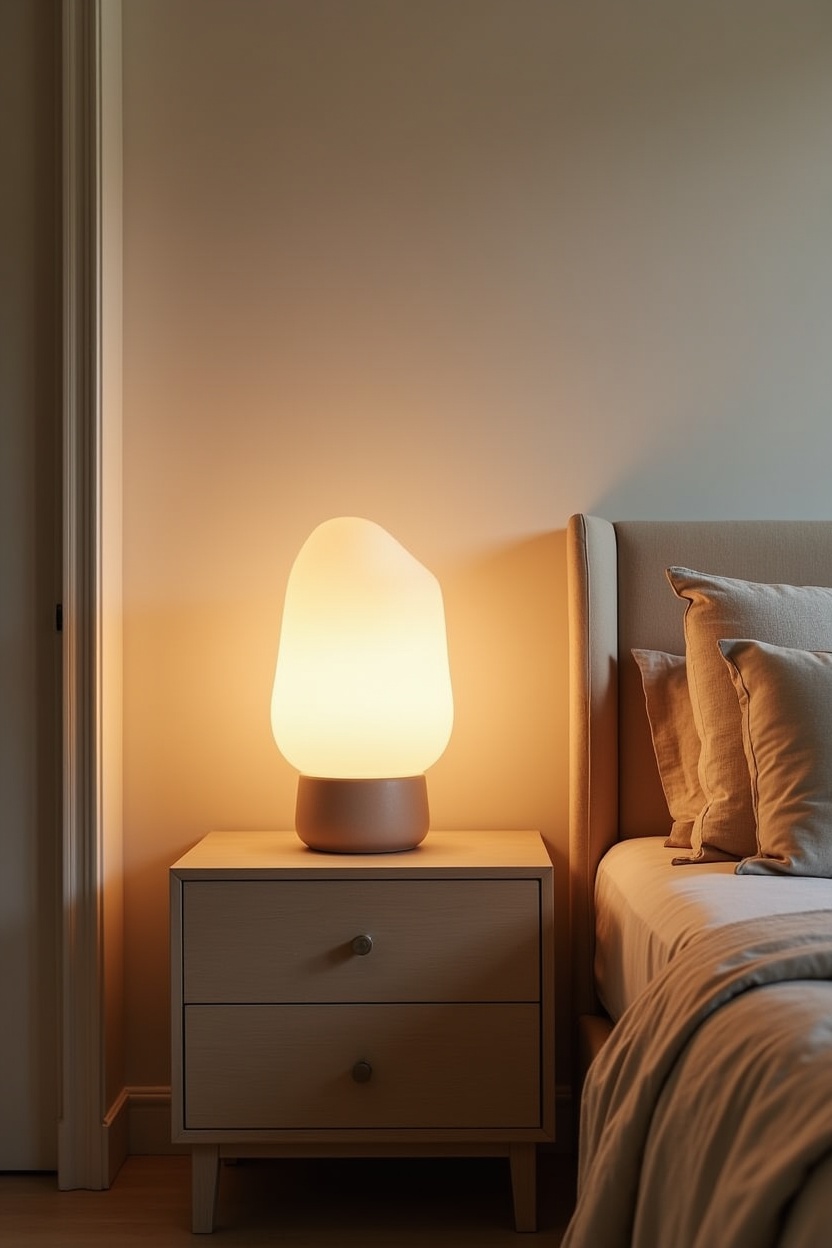 oversized frosted glass sculptural bedside lamp(s) home decor