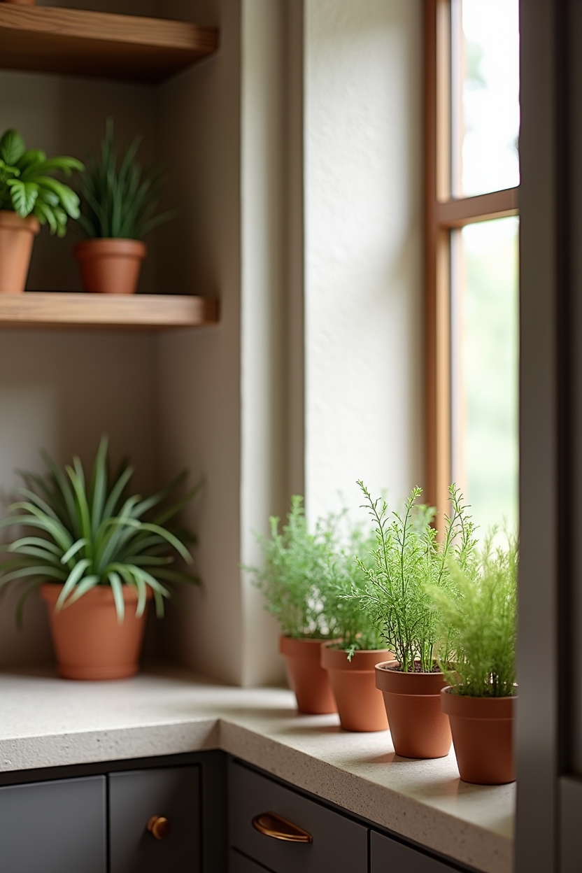 integrated living herb ledge with LED halo home decor