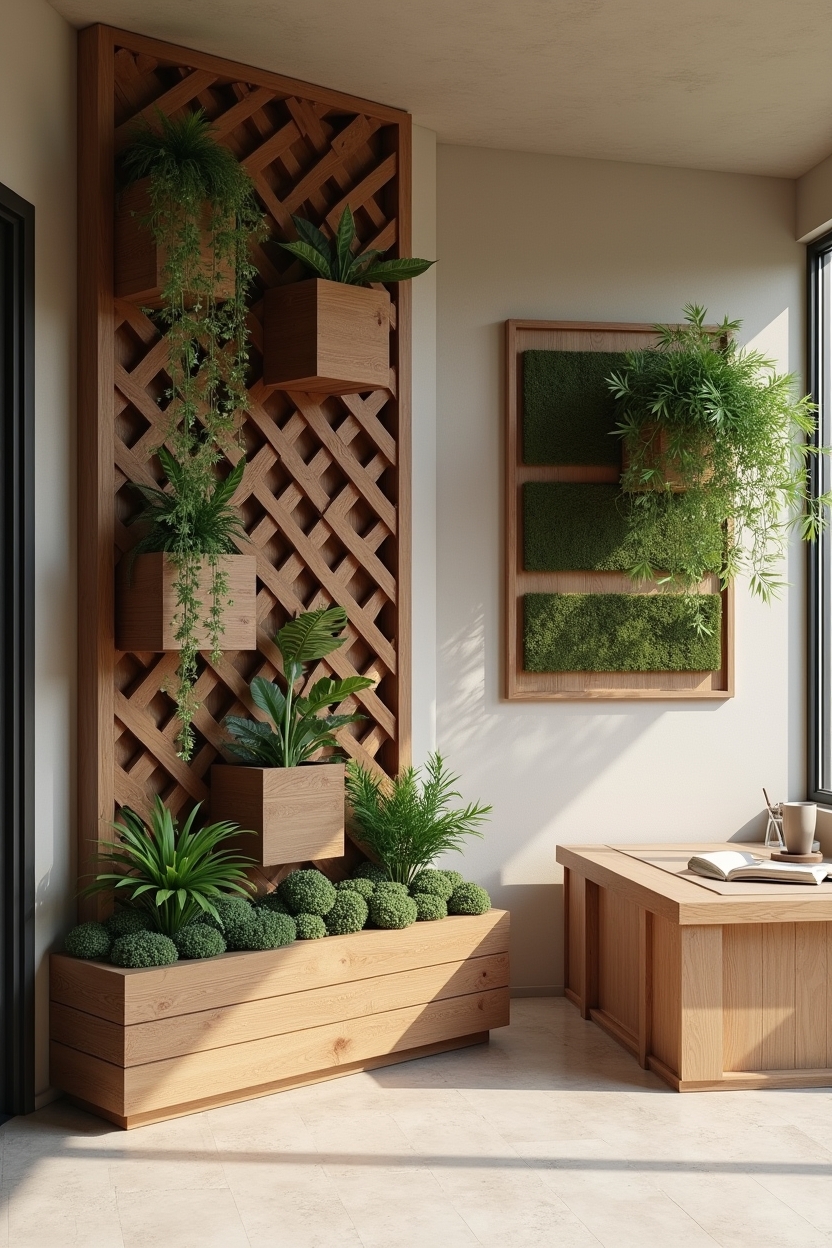 stacked_cedar_planter_lattice_living_wall home decor