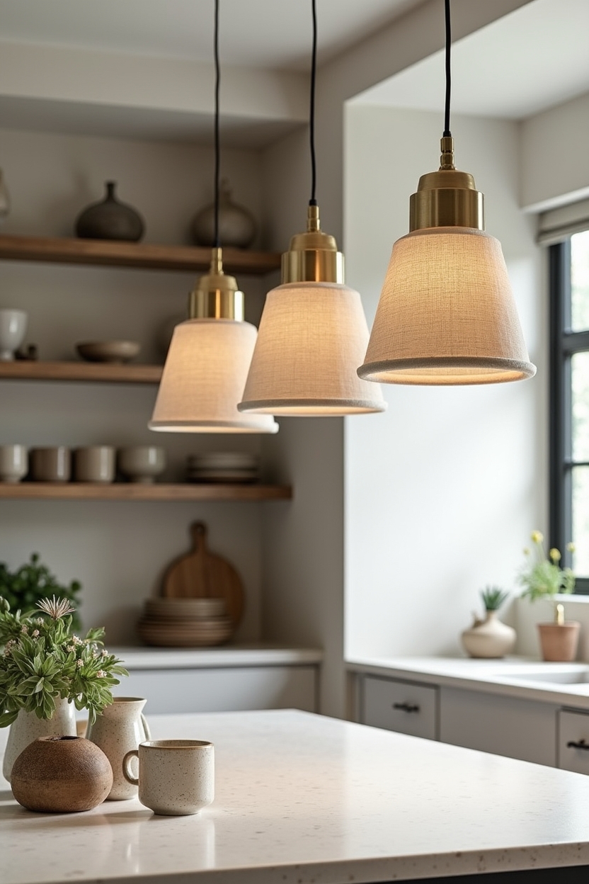 linen-wrapped pendant trio home decor