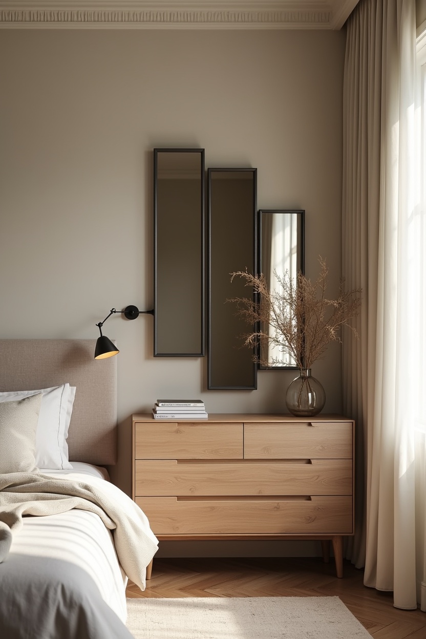 smoked-bronze gradient mirrors in clustered panes home decor