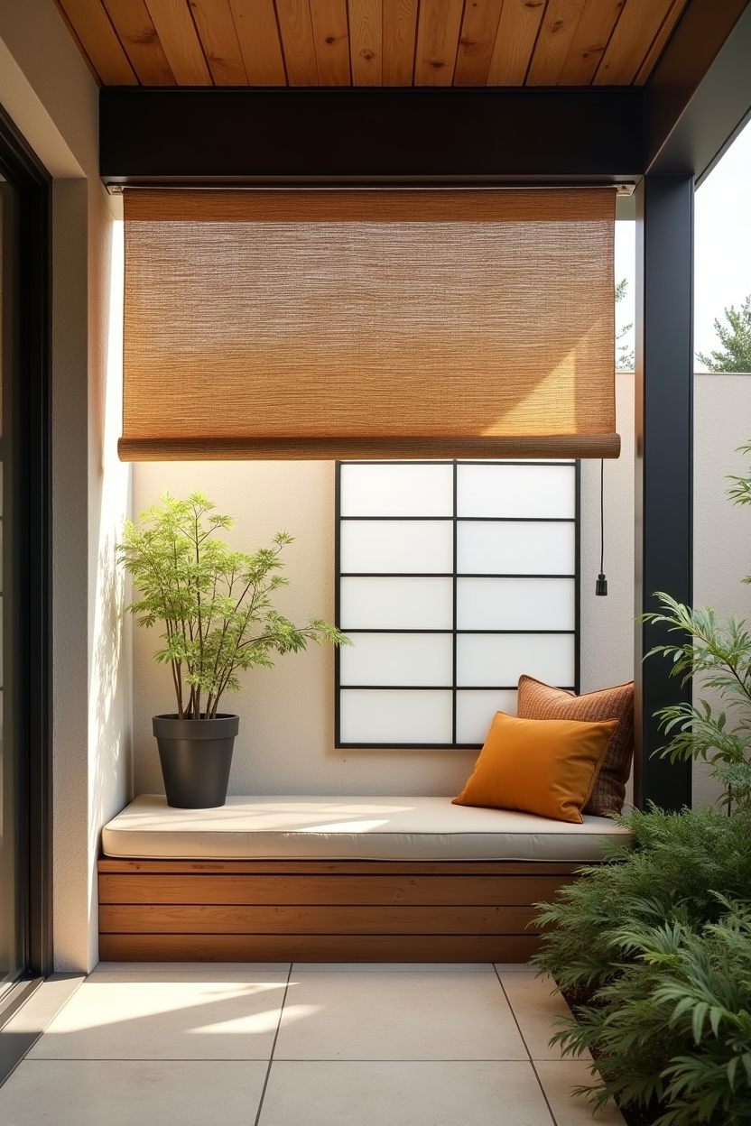 thick-woven bamboo roll shade with micro-slats home decor