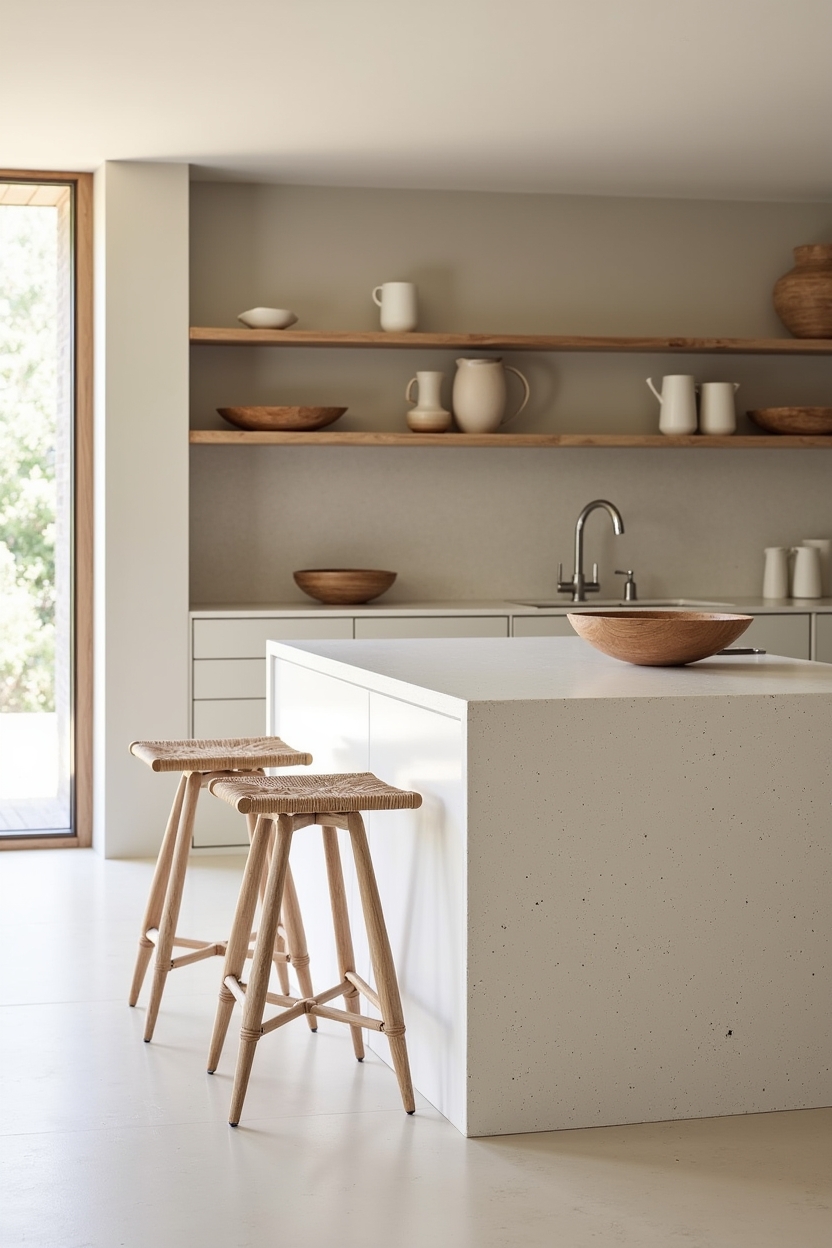 pale terrazzo island countertop with recycled glass flecks home decor