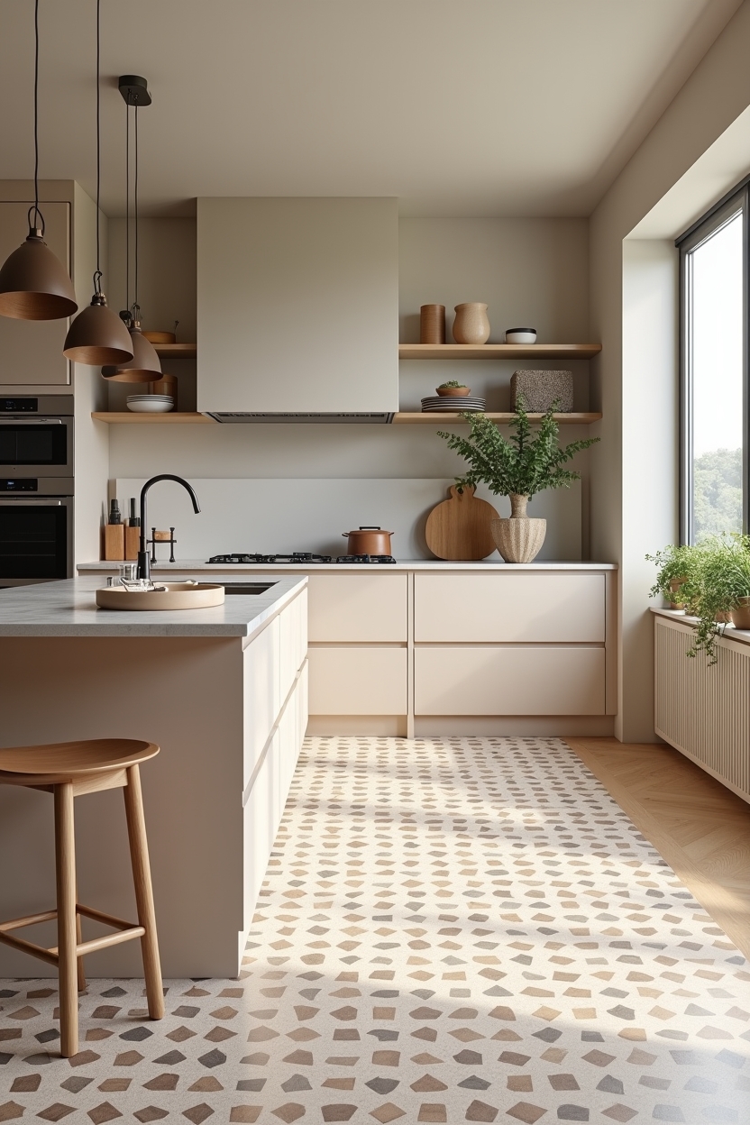 large removable graphic vinyl floor decal in checker or terrazzo home decor