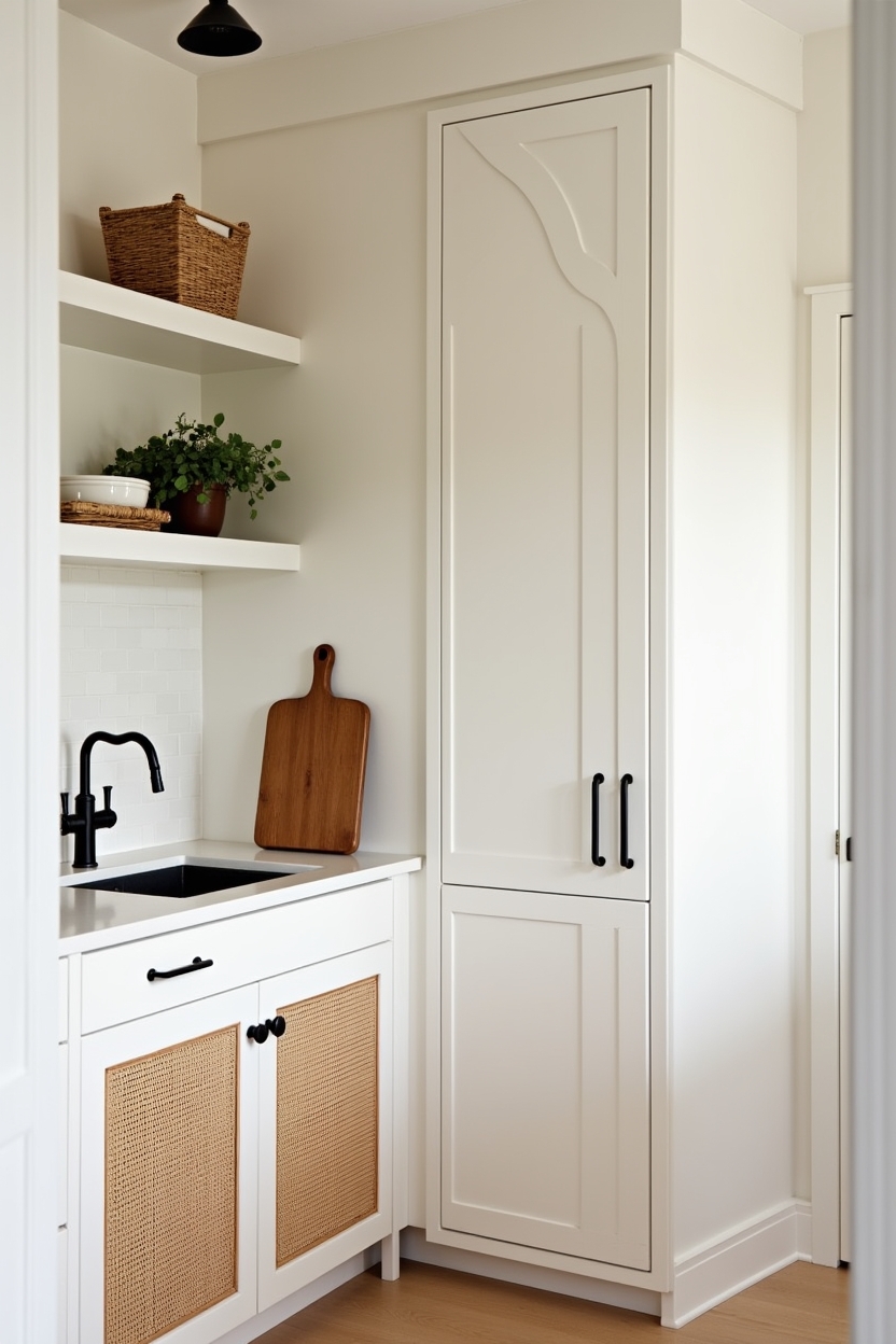 rattan-front lower cabinets home decor