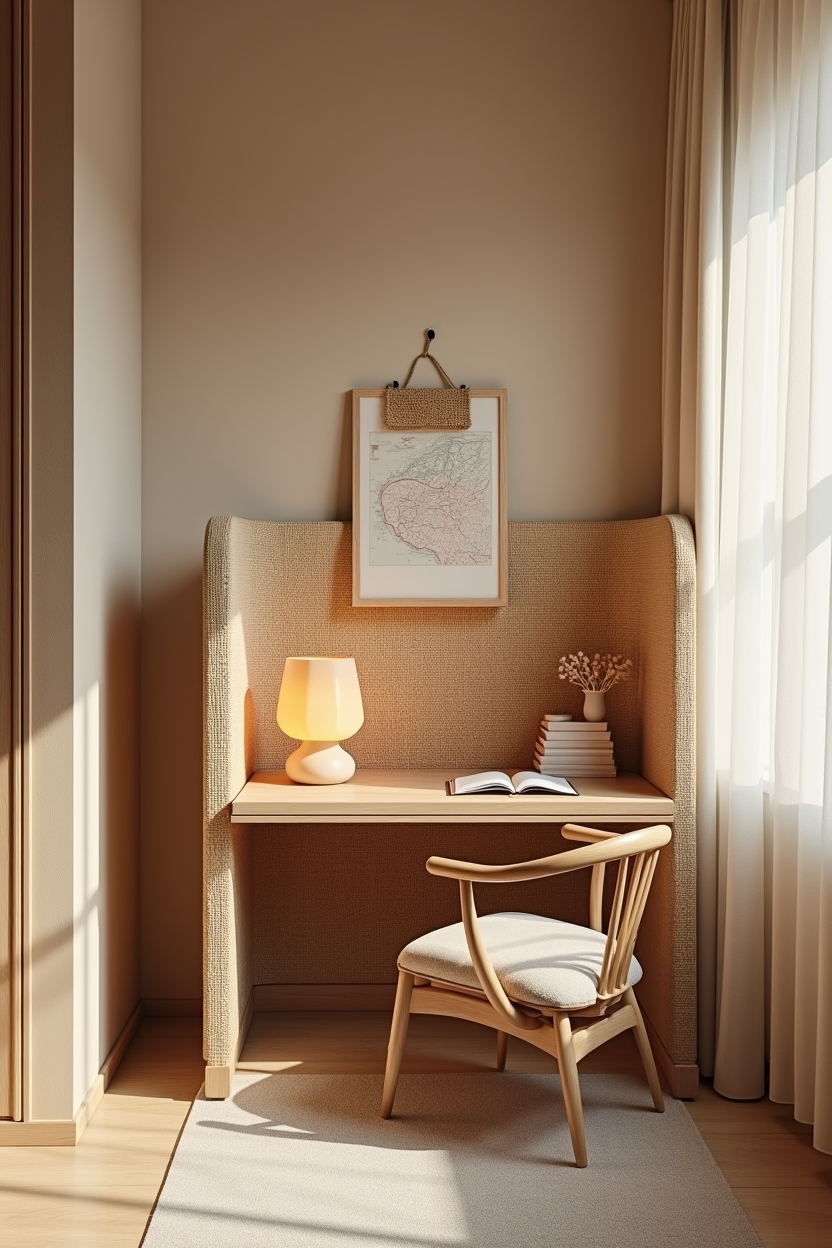 coastal grandmother modern home office decor — curved woven cane privacy screen featuring woven_cane_screen_zoning
