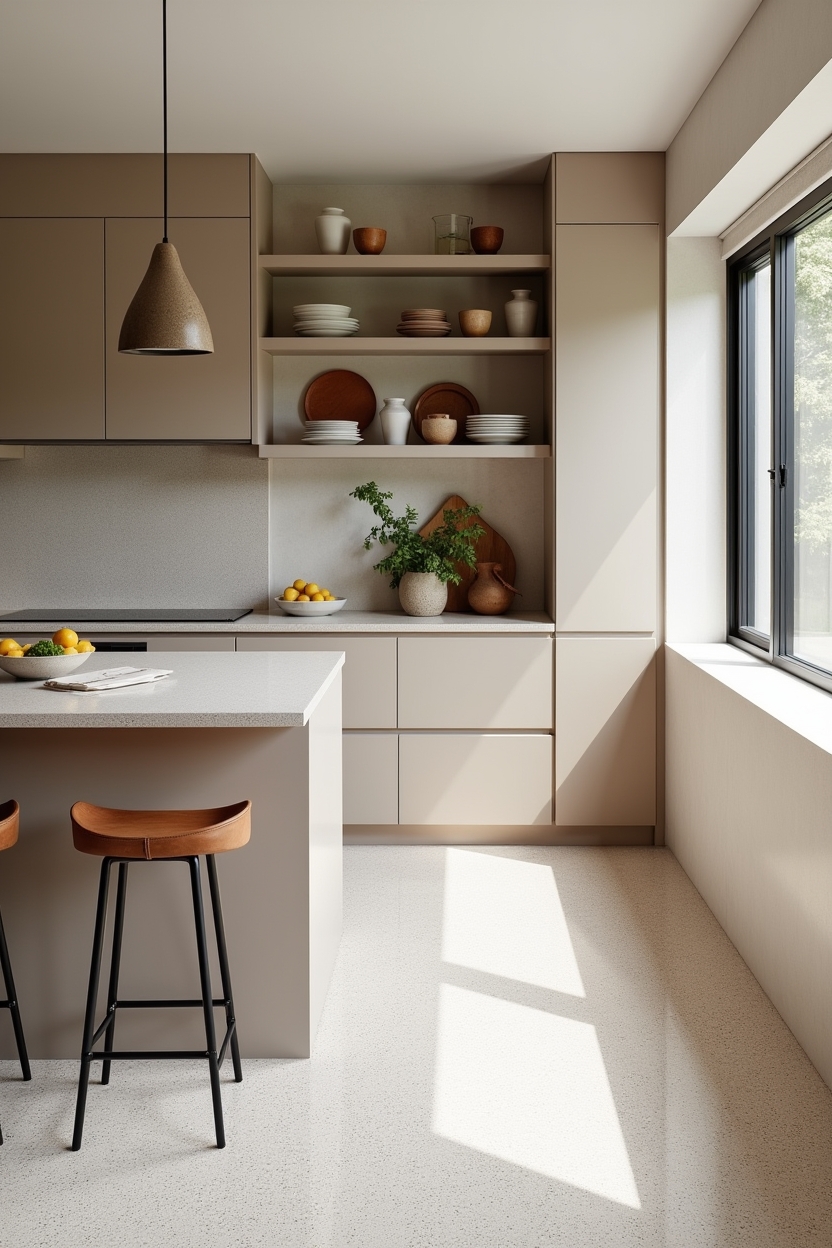neutral micro-chip terrazzo with oversized aggregates home decor